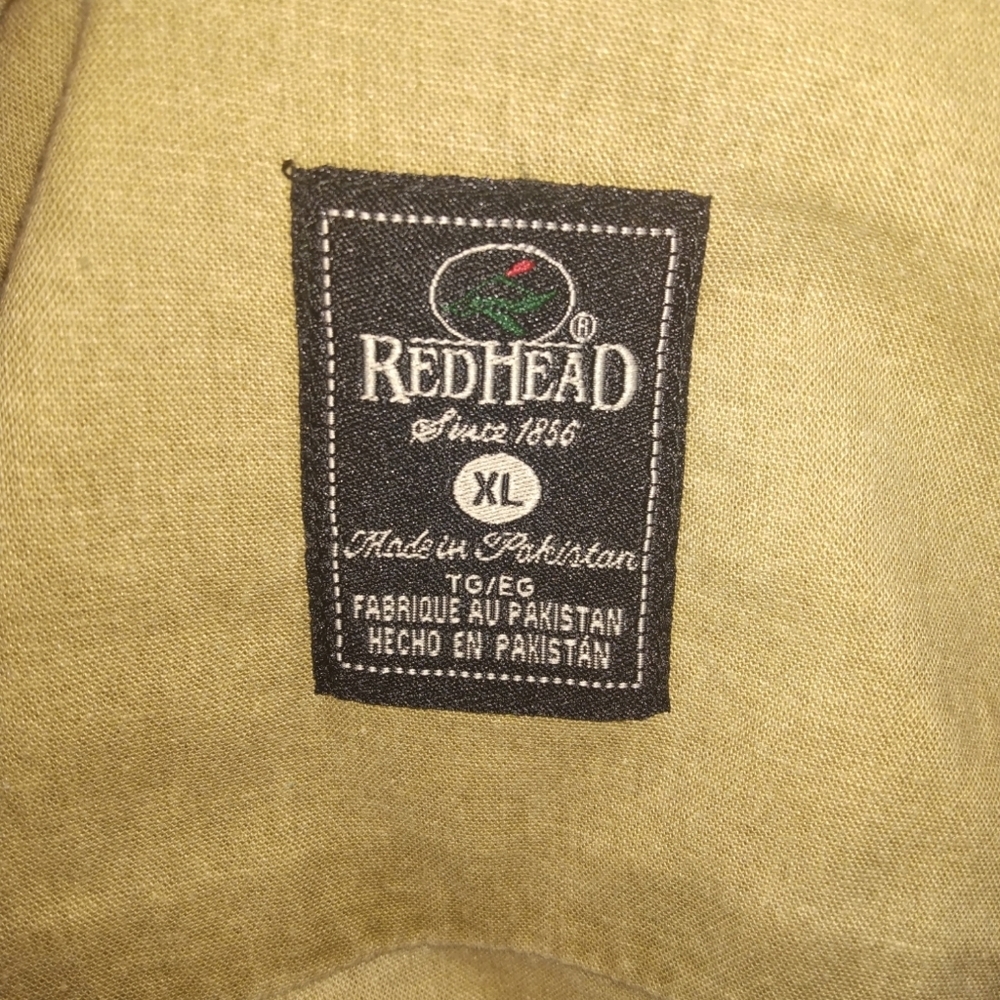 Red Head Casual Button Down Shirt Short Sleeved Green Khaki Pocketed Staple XL - Picture 2 of 7